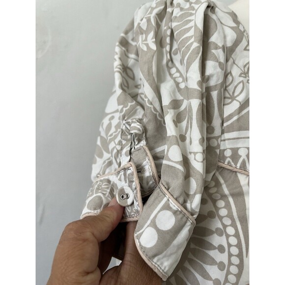 H&M Square Neck Beige White Aztec Sun Geometric Pattern Babydoll Dress Size 4 - Picture 4 of 9